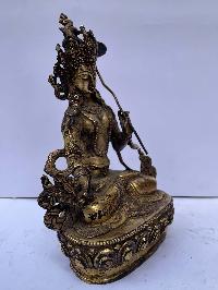 Buddhist Statue Of Sitatapatra - Umbrella Goddess - Dugar, [full Fire Gold Plated], Antique Finishing