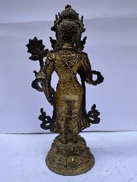 Buddhist Statue Of Avalokiteshvara, [full Fire Gold Plated], Antique Finishing