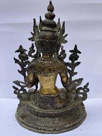 Buddhist Statue Of Green Tara, [full Fire Gold Plated], Antique Finishing