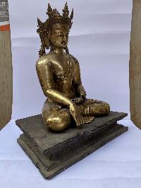 Buddhist Statue Of Shakyamuni Buddha, [full Fire Gold Plated], Antique Finishing