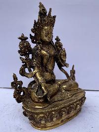 Buddhist Statue Of White Tara, [full Fire Gold Plated], Antique Finishing