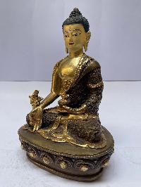 Buddhist Statue Of Medicine Buddha, [partly Gold Plated], [painted Face]