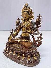 Buddhist Statue Of White Tara, [partly Gold Plated], [painted Face]