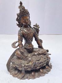 Buddhist Statue Of Green Tara, [chocolate Oxidized]