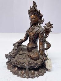 Buddhist Statue Of Green Tara, [chocolate Oxidized]