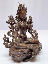 Buddhist Statue Of Green Tara, [chocolate Oxidized]