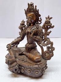 Buddhist Statue Of Green Tara, [chocolate Oxidized]