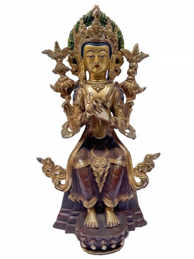 Buddhist Statue Of Amitabha Buddha, [partly Gold Plated], [painted Face]