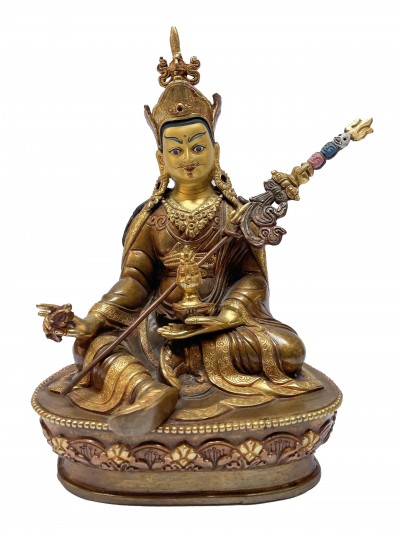 Buddhist Statue Of Padmasambhava, [partly Gold Plated], [painted Face]