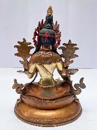 Buddhist Statue Of Green Tara, [partly Gold Plated], [painted Face]