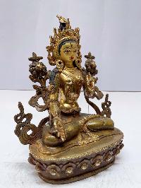 Buddhist Statue Of White Tara, [partly Gold Plated], [painted Face]