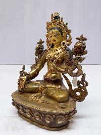 Buddhist Statue Of White Tara, [partly Gold Plated], [painted Face]