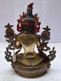 Buddhist Statue Of White Tara, [partly Gold Plated], [painted Face]