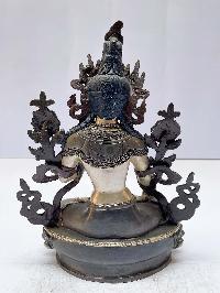 Buddhist Statue Of White Tara, [silver And Chocolate Oxidized]