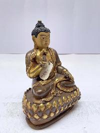 Buddhist Statue Of Vairochana Buddha, [partly Gold Plated], [painted Face]