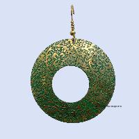 Metal Earring [circle Cut], Green