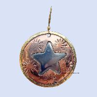 Metal Earring [round Plate], Star Design