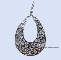 Metal Earring [tribal Design], Silver Wash