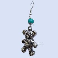 Metal Earring [teddy Bear Design], With Stone