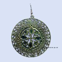 Metal Earring [flower Design], Green