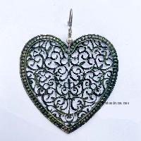 Metal Earring [heart Design], Green