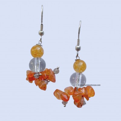 Metal Earring [stone], Orange, White, Yellow