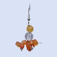 Metal Earring [stone], Orange, White, Yellow