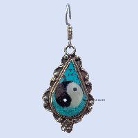 Metal Earring [ying Yang], Blue