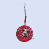 Metal Earring [lama Round Shape], Red