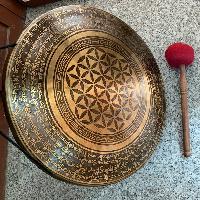 Tibetan [handmade] Gongs, [flower Design Design], Wind Gong, Flat Gong