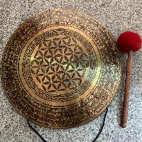 Tibetan [handmade] Gongs, [flower Design Design], Wind Gong, Flat Gong