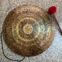 Tibetan [handmade] Gongs, [lotus Om Design], Wind Gong, Flat Gong