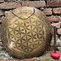 Tibetan [handmade] Gongs, [flower Design], Wind Gong, Flat Gong
