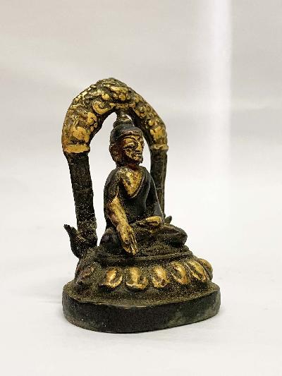 Buddhist Statue Of Ratnasambhava Buddha, [golden Paint And Antique Finishing]