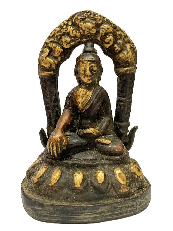 Buddhist Statue Of Shakyamuni Buddha, [golden Paint And Antique Finishing]