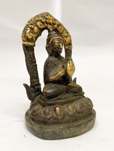 Buddhist Statue Of Vairochana Buddha, [golden Paint And Antique Finishing]