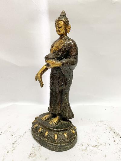 Buddhist Statue Of Standing Dipankara Buddha, [golden Paint And Antique Finishing]