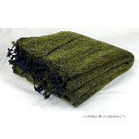 Yak Wool Blanket, Nepali Acrylic Hand Loom Blanket, [green 7]