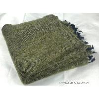 Yak Wool Blanket, Nepali Acrylic Hand Loom Blanket, [green 6]