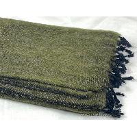 Yak Wool Blanket, Nepali Acrylic Hand Loom Blanket, [green 6]