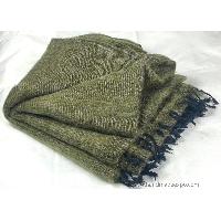 Yak Wool Blanket, Nepali Acrylic Hand Loom Blanket, [green 6]