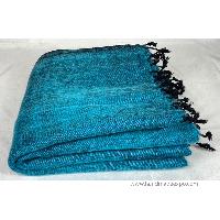 Yak Wool Blanket, Nepali Acrylic Hand Loom Blanket, [blue 6]