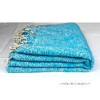 Yak Wool Blanket, Nepali Acrylic Hand Loom Blanket, [blue 5]