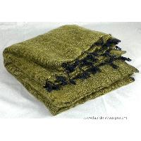 Yak Wool Blanket, Nepali Acrylic Hand Loom Blanket, [green 5]