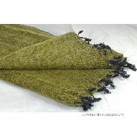 Yak Wool Blanket, Nepali Acrylic Hand Loom Blanket, [green 5]