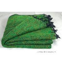 Yak Wool Blanket, Nepali Acrylic Hand Loom Blanket, [green 4]