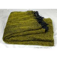 Yak Wool Blanket, Nepali Acrylic Hand Loom Blanket, [green 3]