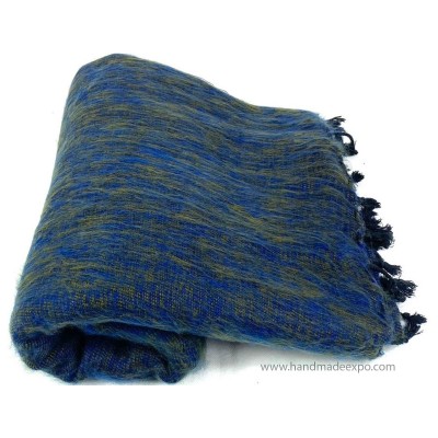 Yak Wool Blanket, Nepali Acrylic Hand Loom Blanket, [blue 3]