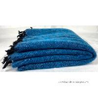 Yak Wool Blanket, Nepali Acrylic Hand Loom Blanket, [blue 2]