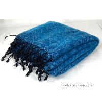 Yak Wool Blanket, Nepali Acrylic Hand Loom Blanket, [blue 2]